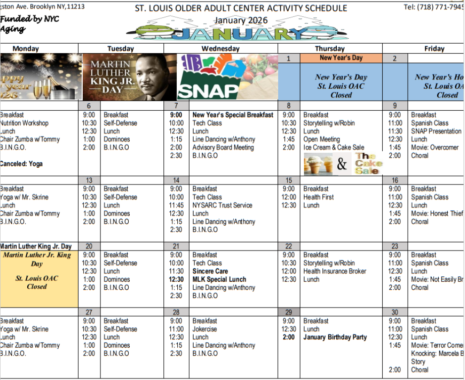 Saint louis calendar of activities january 2026