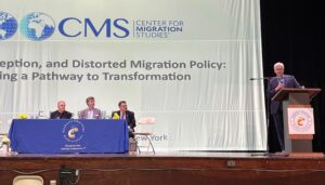 From the left: Fr. James Kuroly, Director of Youth and Young Adult Ministry; Tim McManus EVP CCPOPDC; Brian Corbin, keynote speaker and VP of CCUSA; and Mario Russel, ED of Center for Migration Studies.